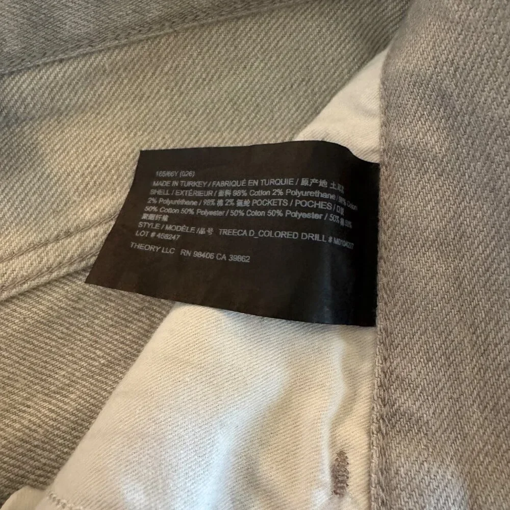 Theory Treeca Straight-Leg Mid Rise Cotton Blend Women's Gray Jeans Size 26 NWOT - Picture 7 of 11